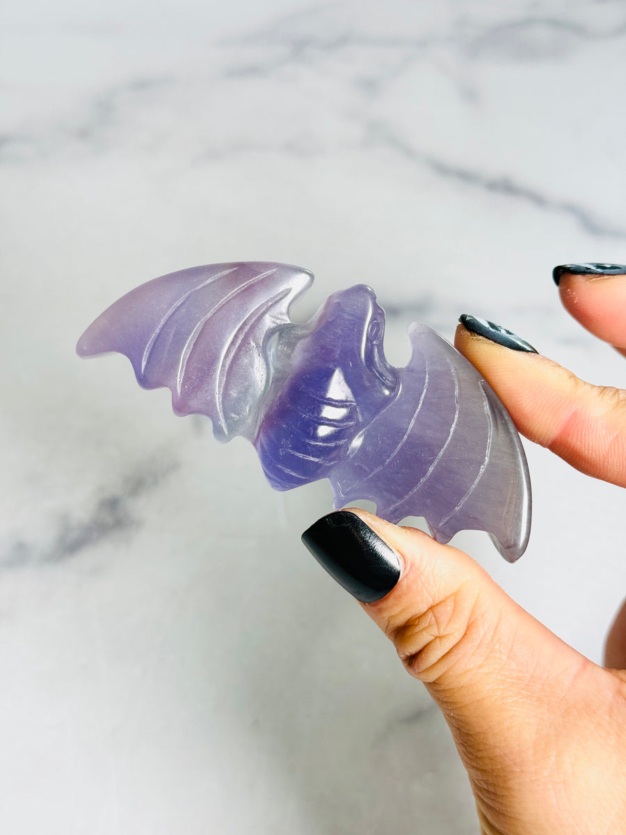 Purple Fluorite Bat Carving