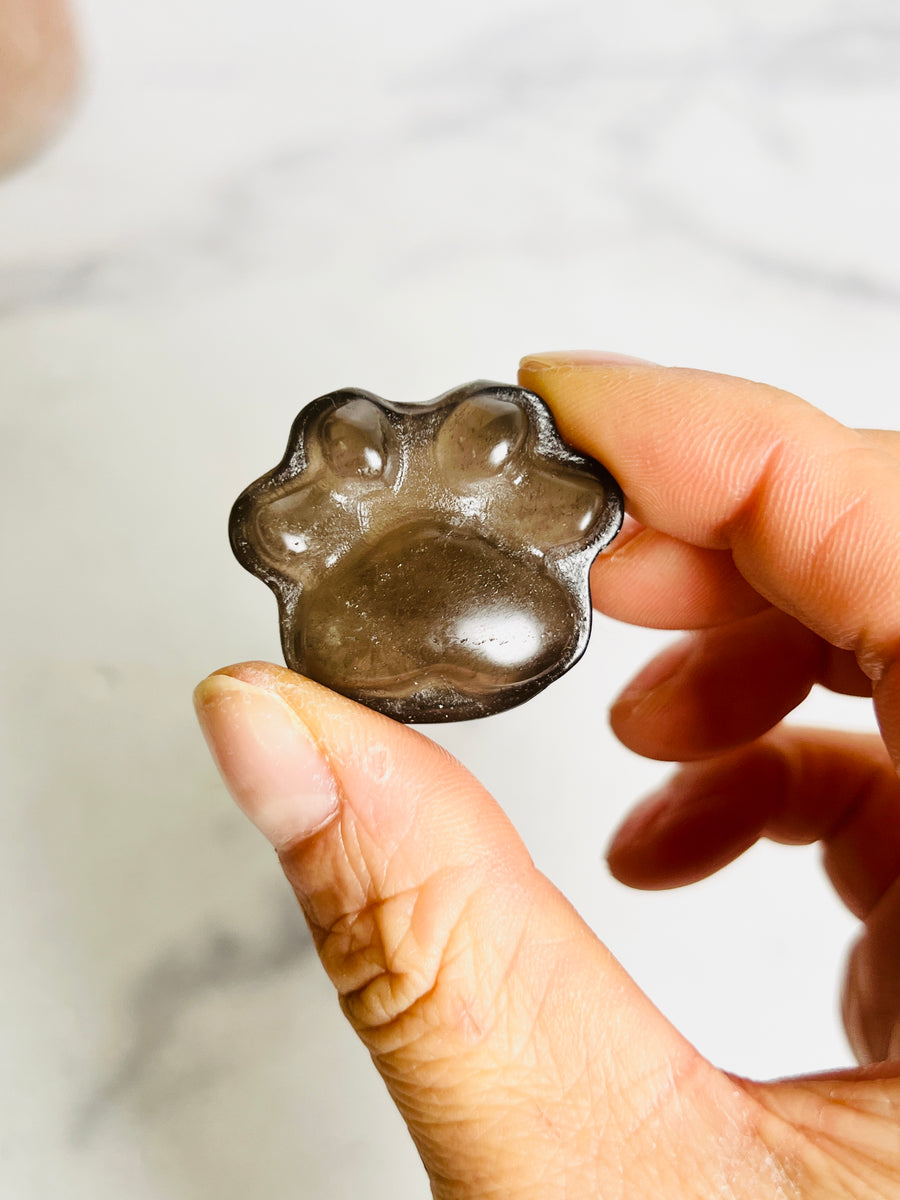 Rose or Smoky Quartz Paw Carving