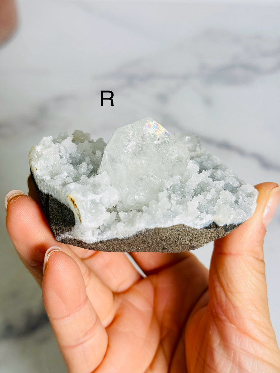 Diamond Apophyllite with Blue Chalcedony