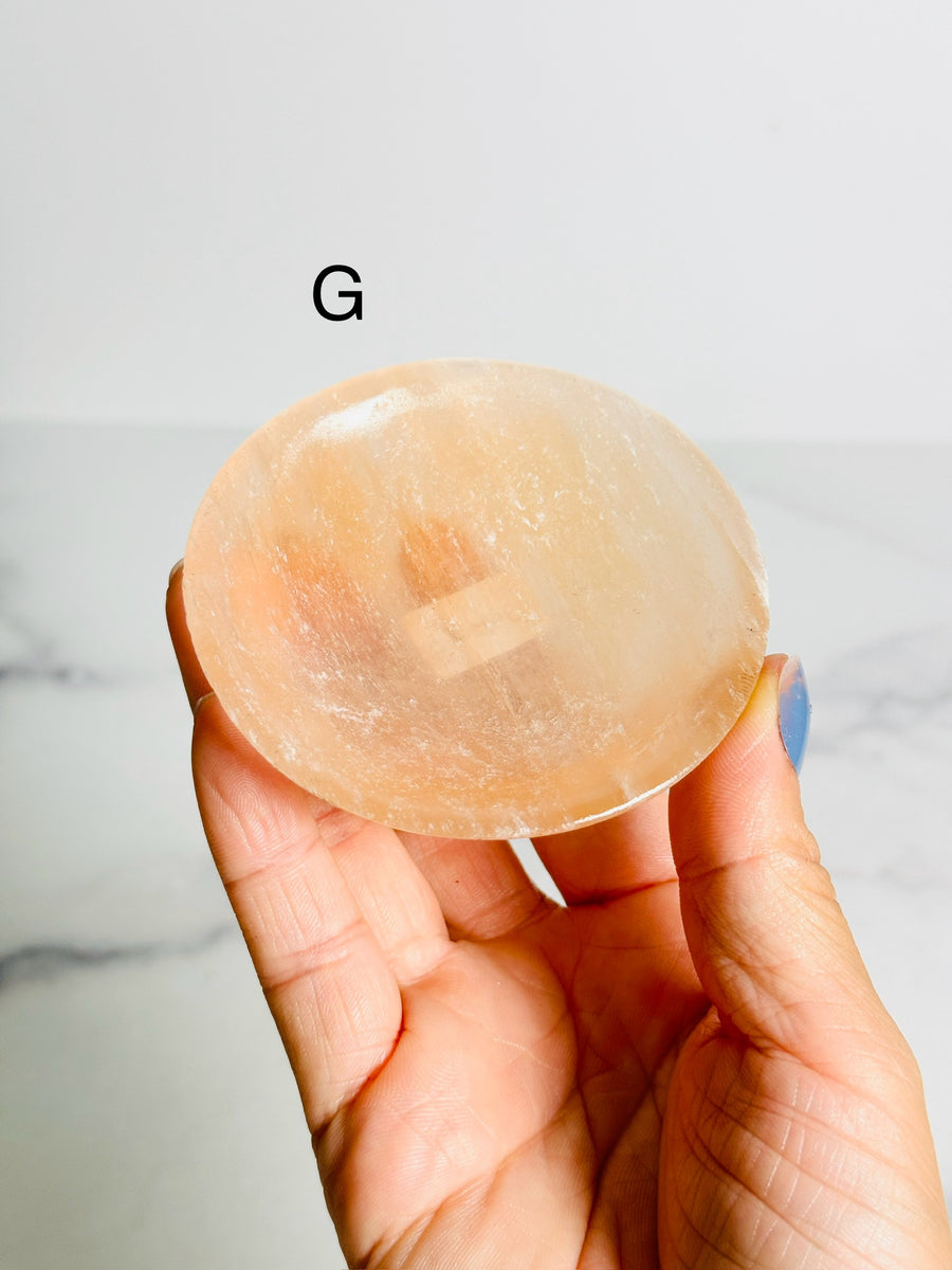 Peach Satin Spar (Selenite) Bowl Carving