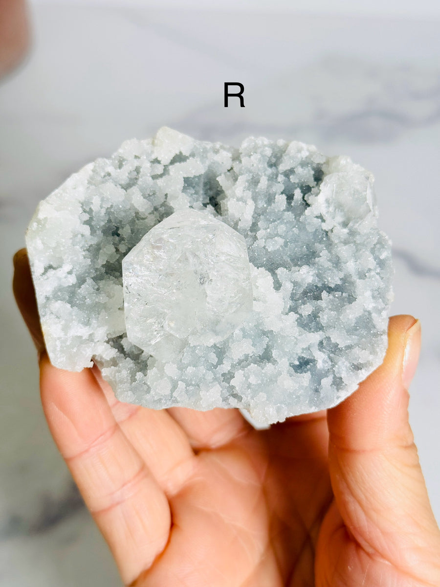 Diamond Apophyllite with Blue Chalcedony