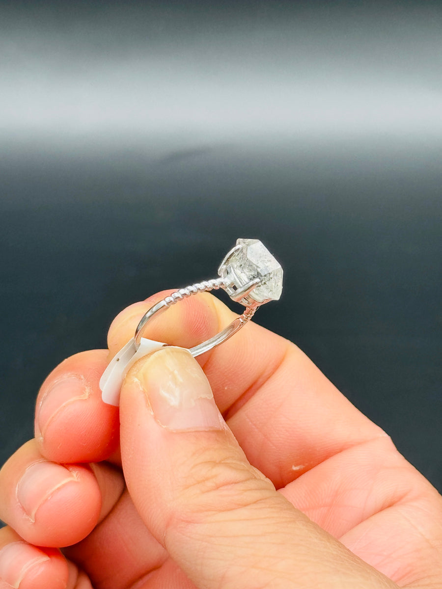 Herkimer Diamond 925 Sterling Silver Adjustable Ring