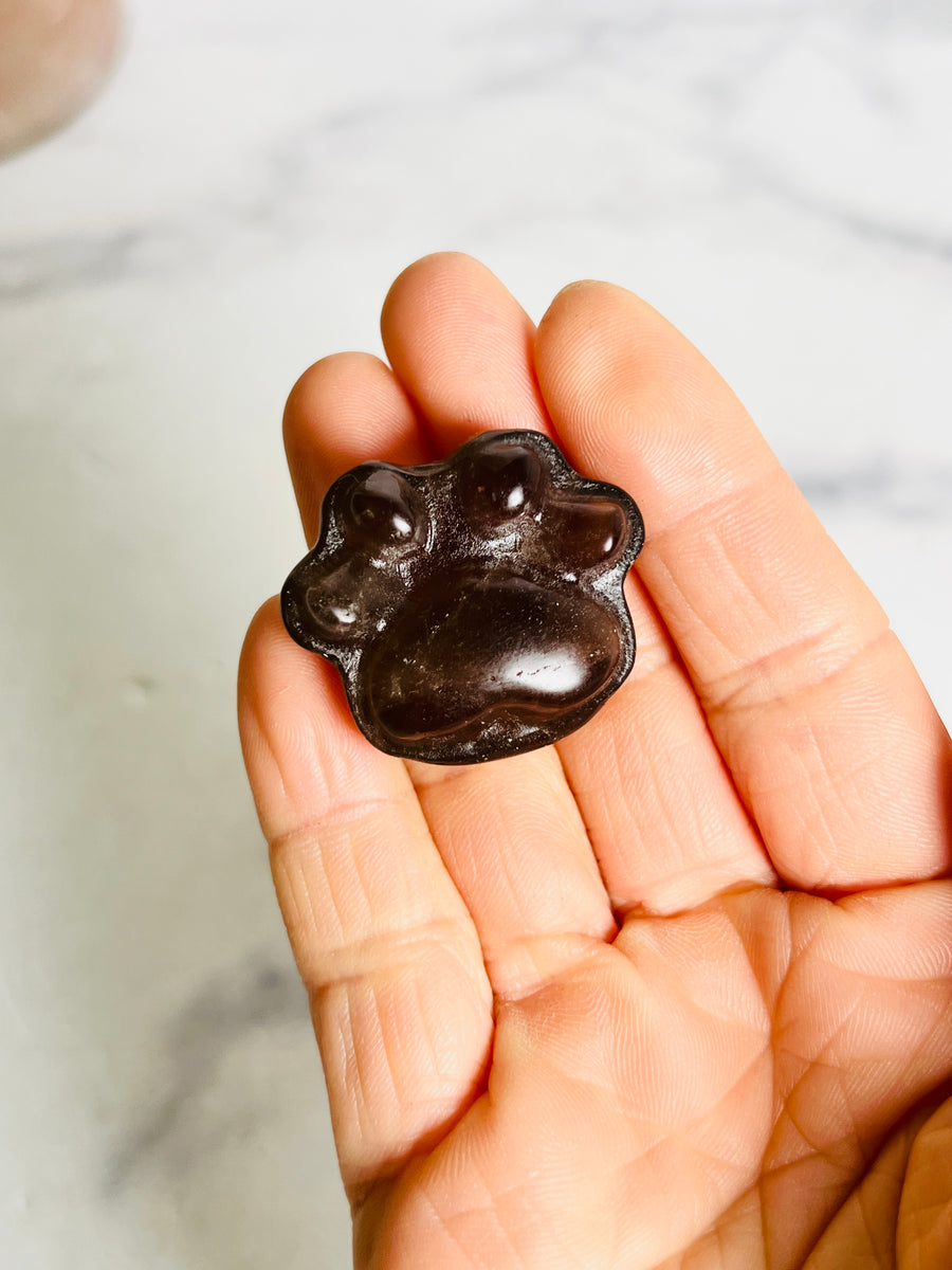 Rose or Smoky Quartz Paw Carving