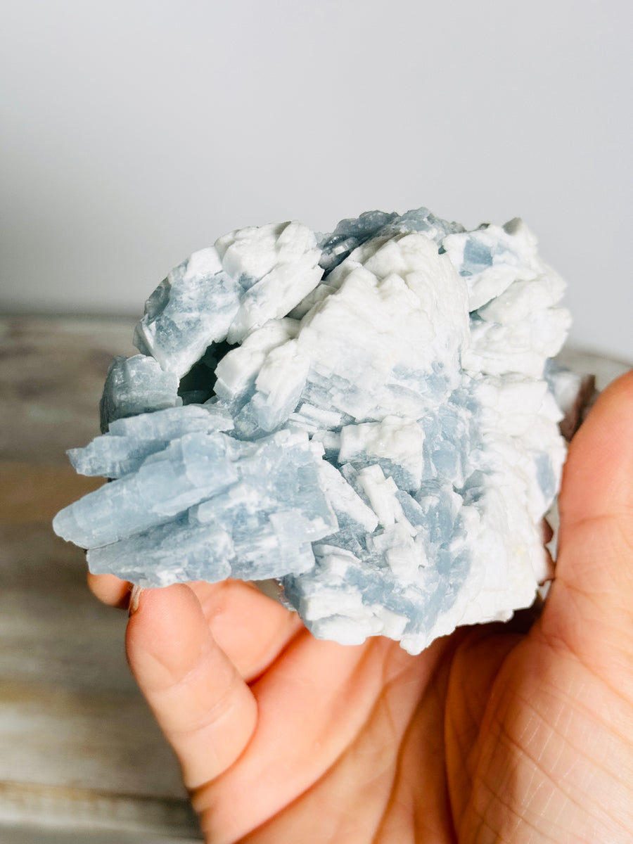 Blue Barite Cluster from Sidi Lahcen Mine, Morocco