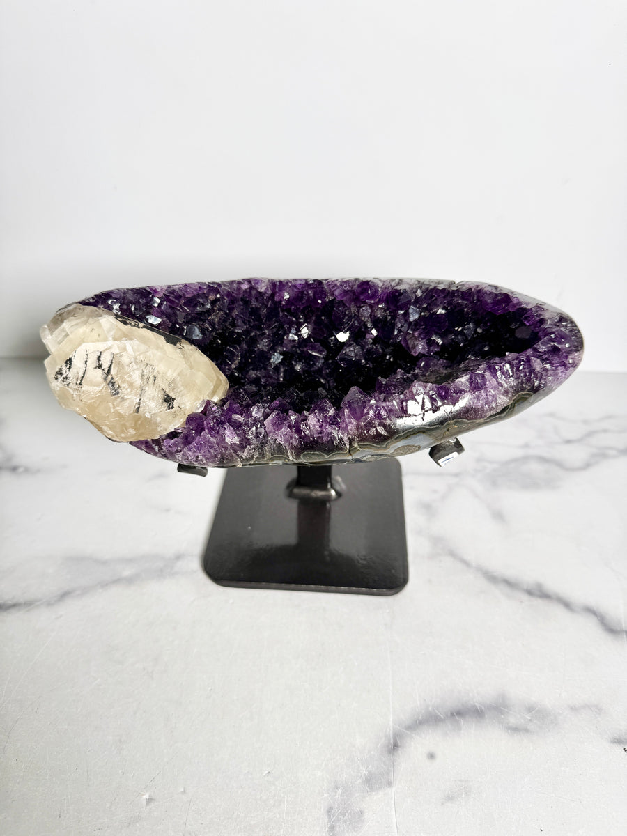 Statement Amethyst with Calcite on Stand