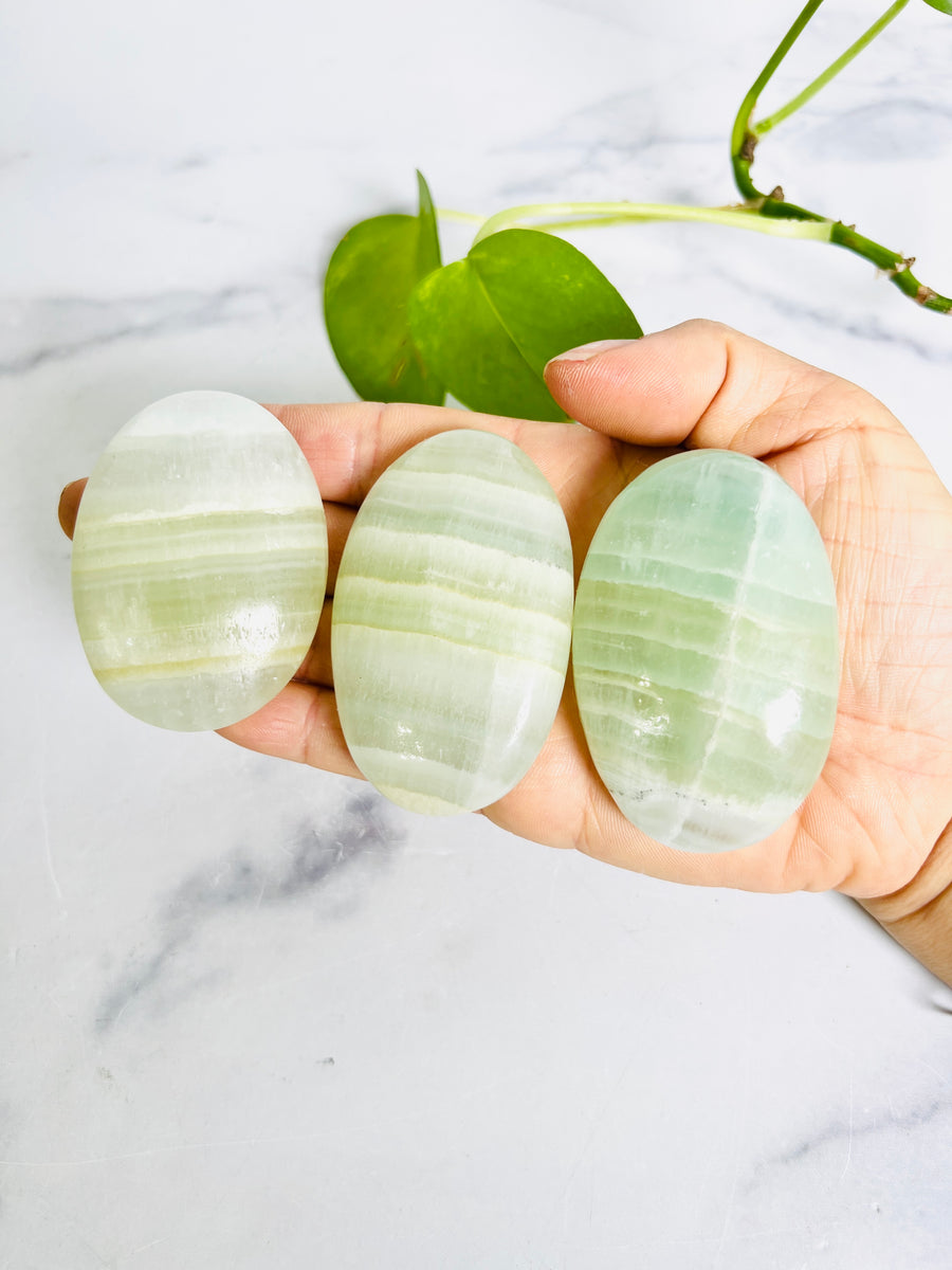 Pistachio Calcite Palm Stone