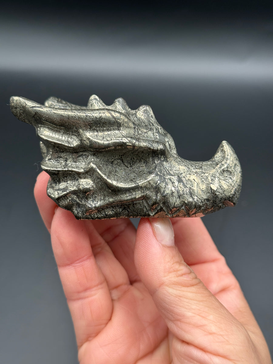 Pyrite Dragon Head Carving