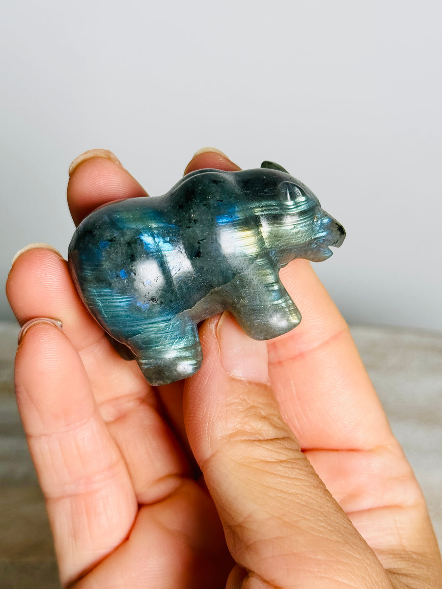 Labradorite Bear Carving