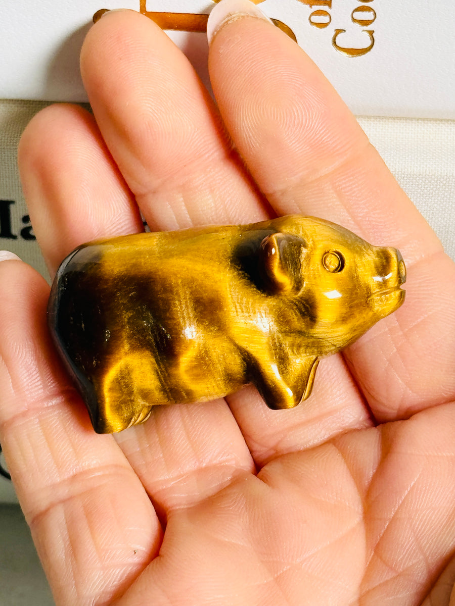 Tiger Eye Pig Carving