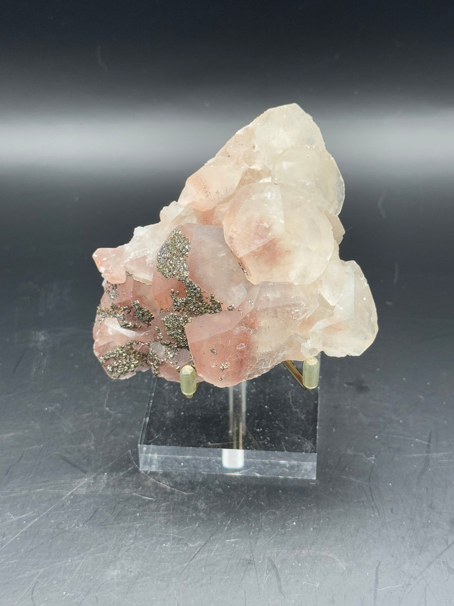 Pink Calcite with Pyrite Cluster