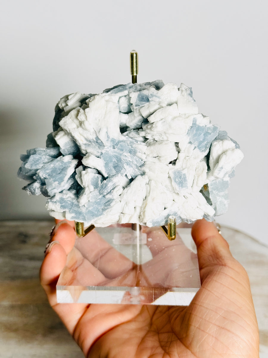 Blue Barite Cluster from Sidi Lahcen Mine, Morocco