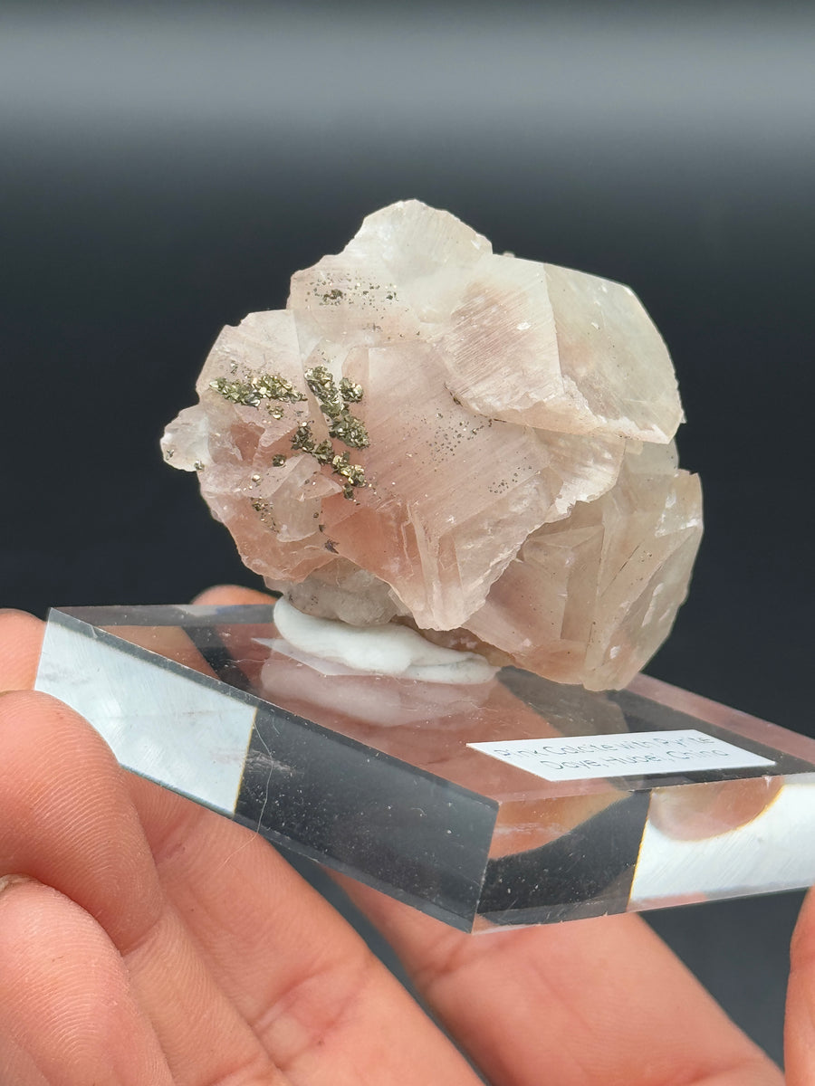 Pink Calcite with Pyrite Cluster