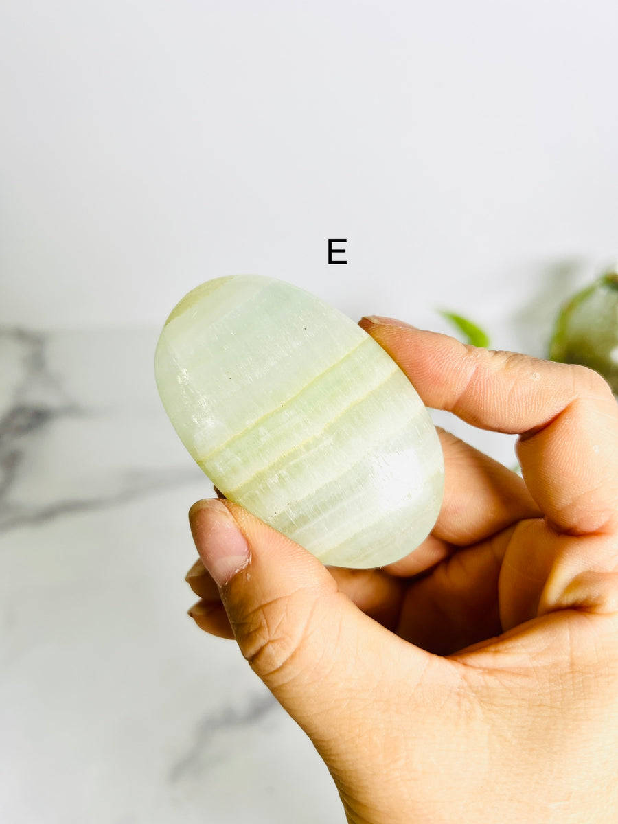 Pistachio Calcite Palm Stone