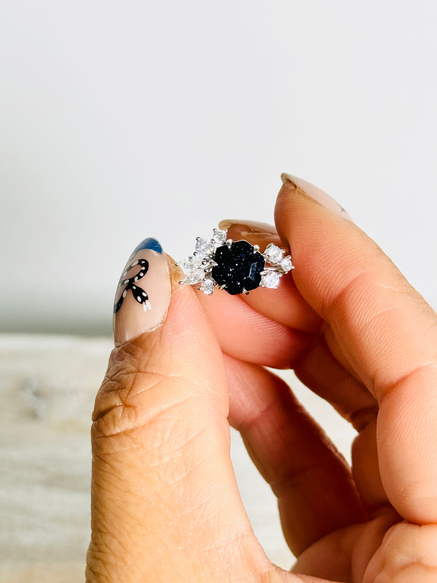 Blue Goldstone “ Velaris” Ring