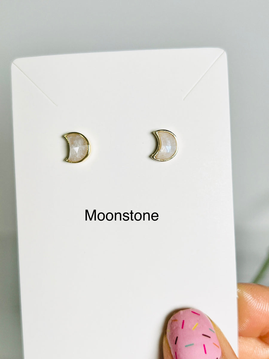 Gold Plated Moon Stud Earrings