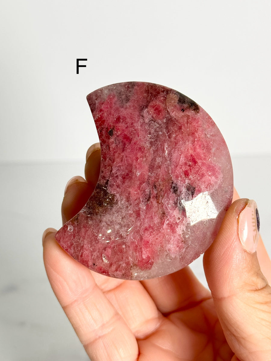 Rhodonite Moon Carving