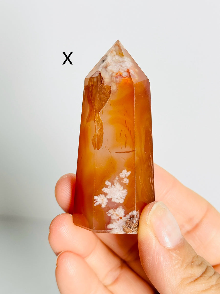 Carnelian Flower Agate Tower