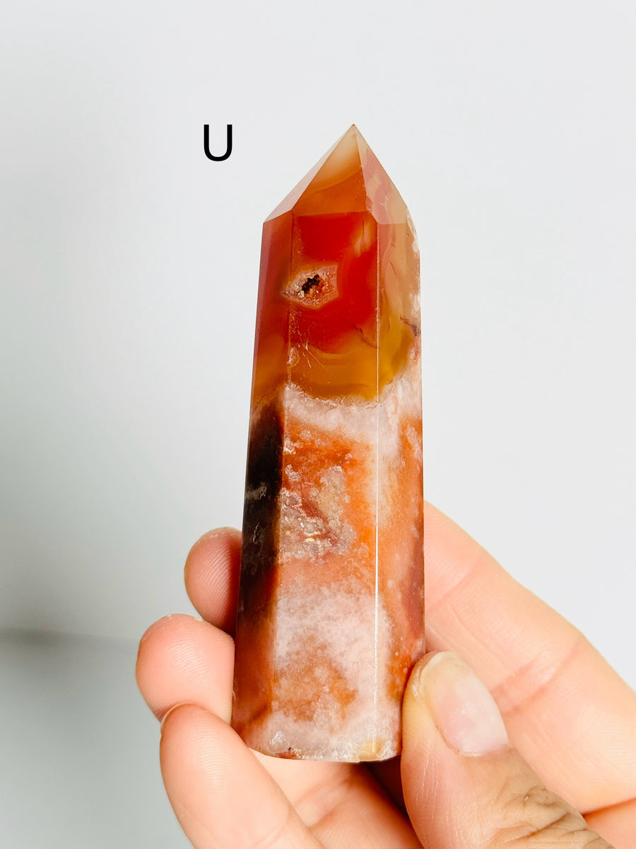 Carnelian Flower Agate Tower