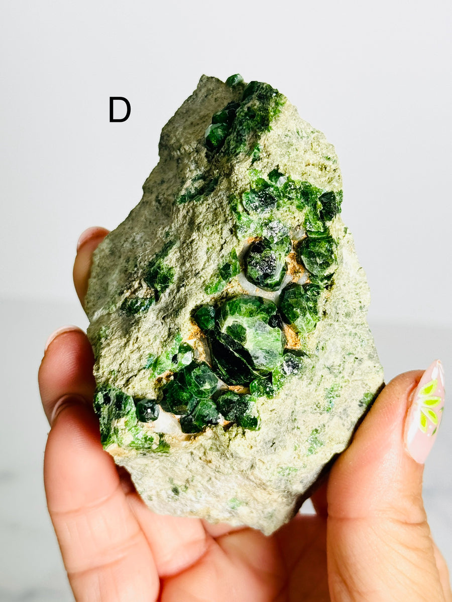 Green Demantoid Garnet on Matrix from Iran