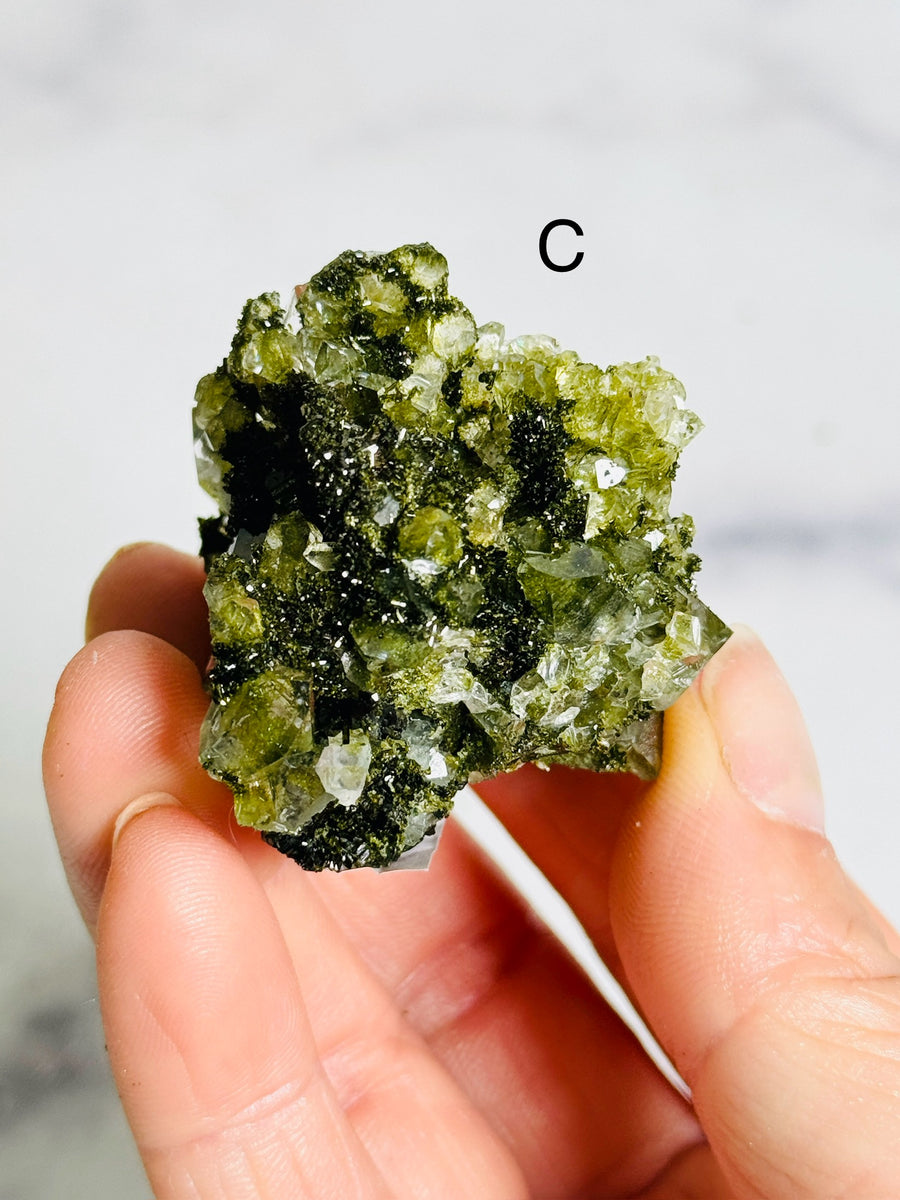 Forest Epidote with Quartz Clusters