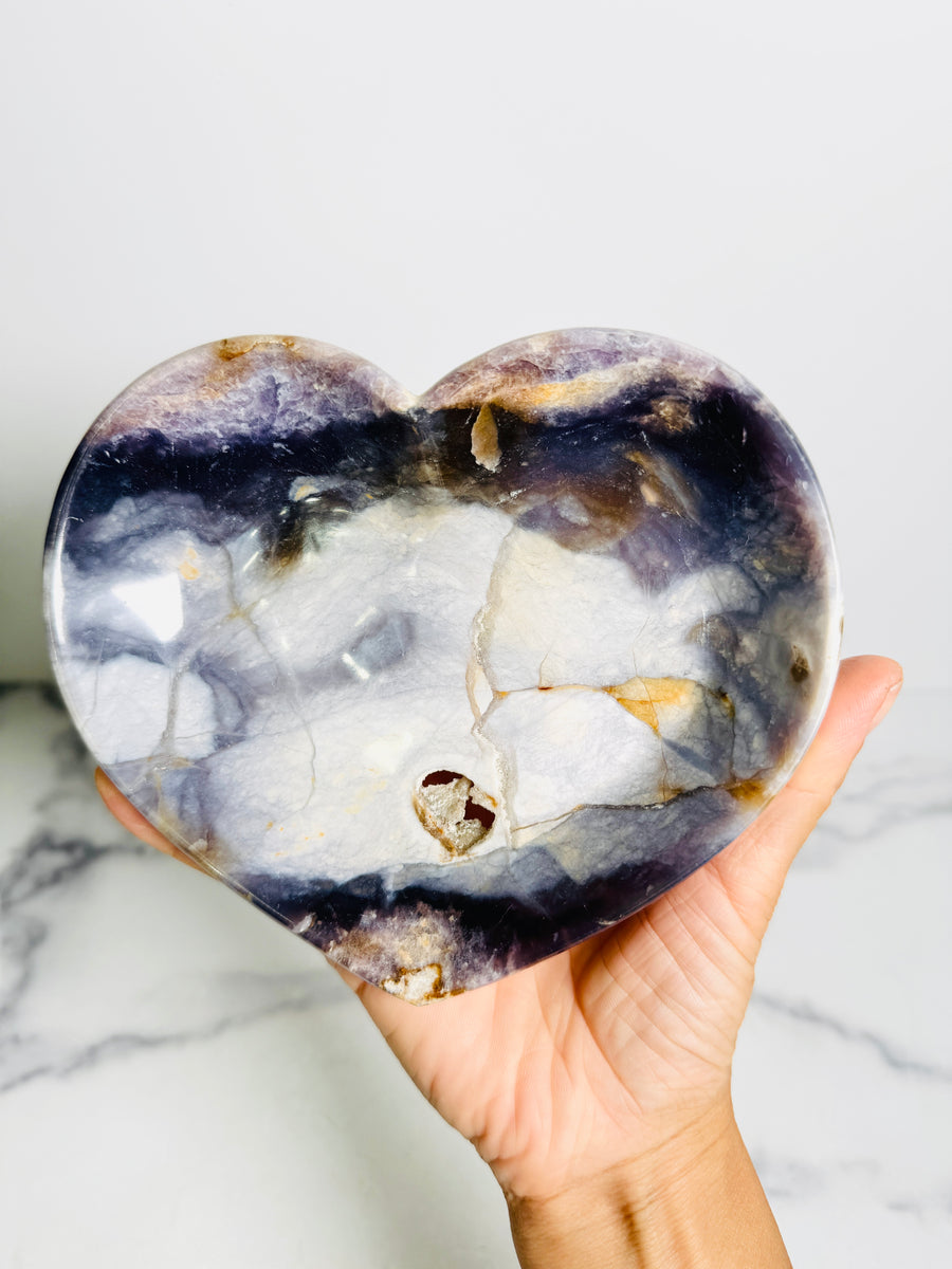 Purple Agate Heart Bowl Carving