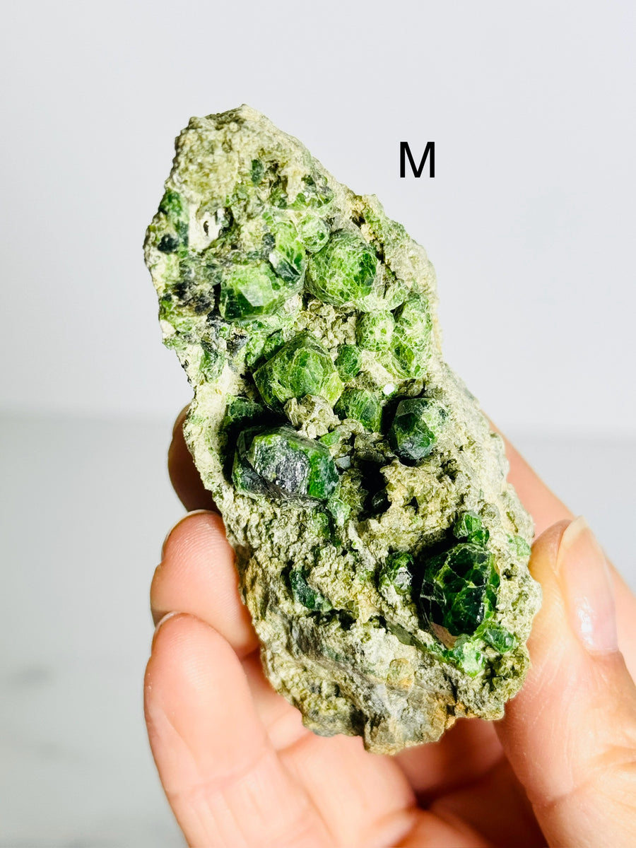 Green Demantoid Garnet on Matrix from Iran