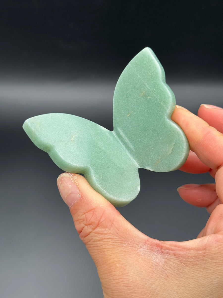 Green Aventurine 3D Butterfly Carving