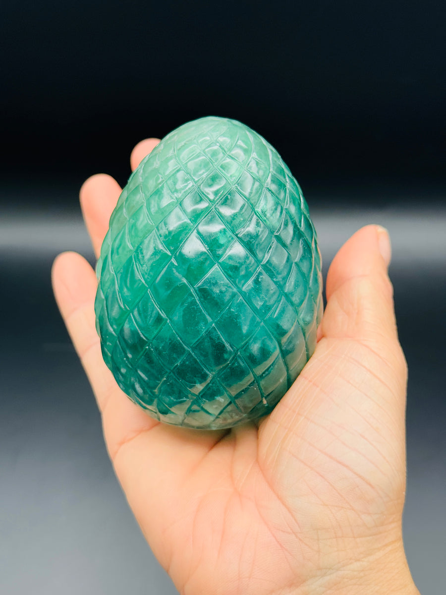 IMPERFECT - Green Fluorite Dragon Egg Carving