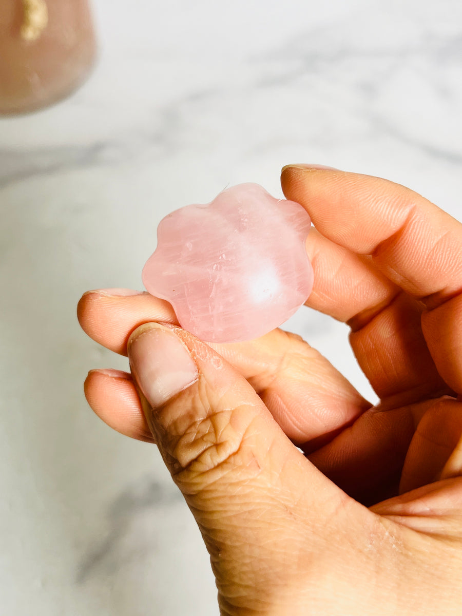 Rose or Smoky Quartz Paw Carving