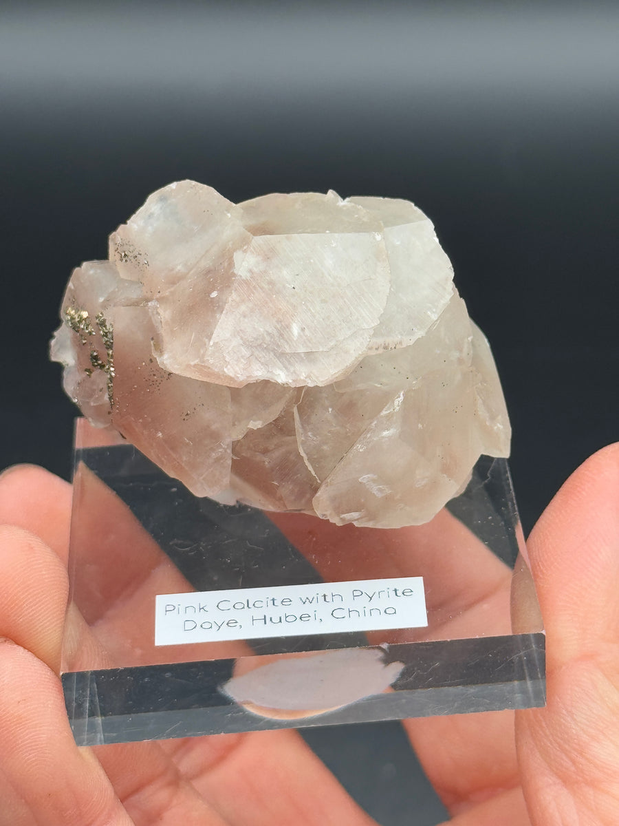 Pink Calcite with Pyrite Cluster