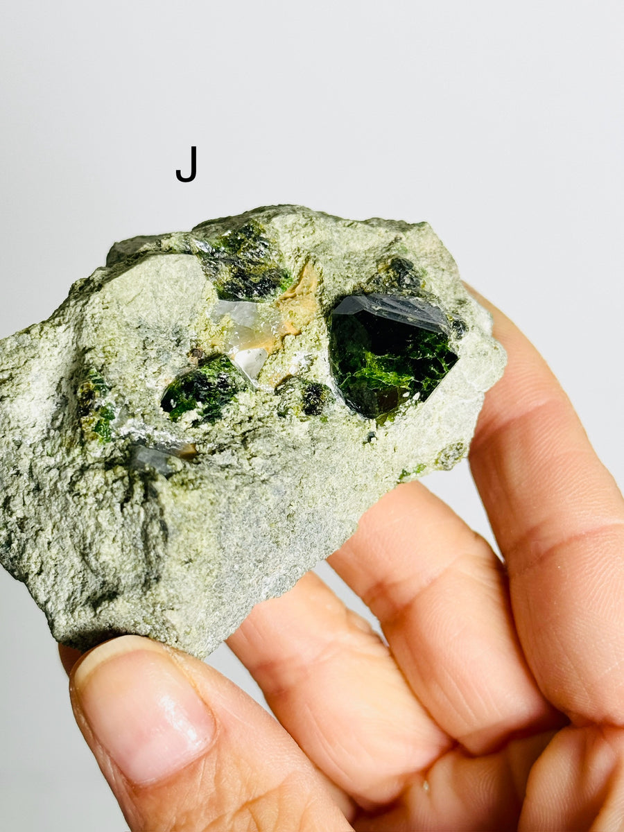 Green Demantoid Garnet on Matrix from Iran