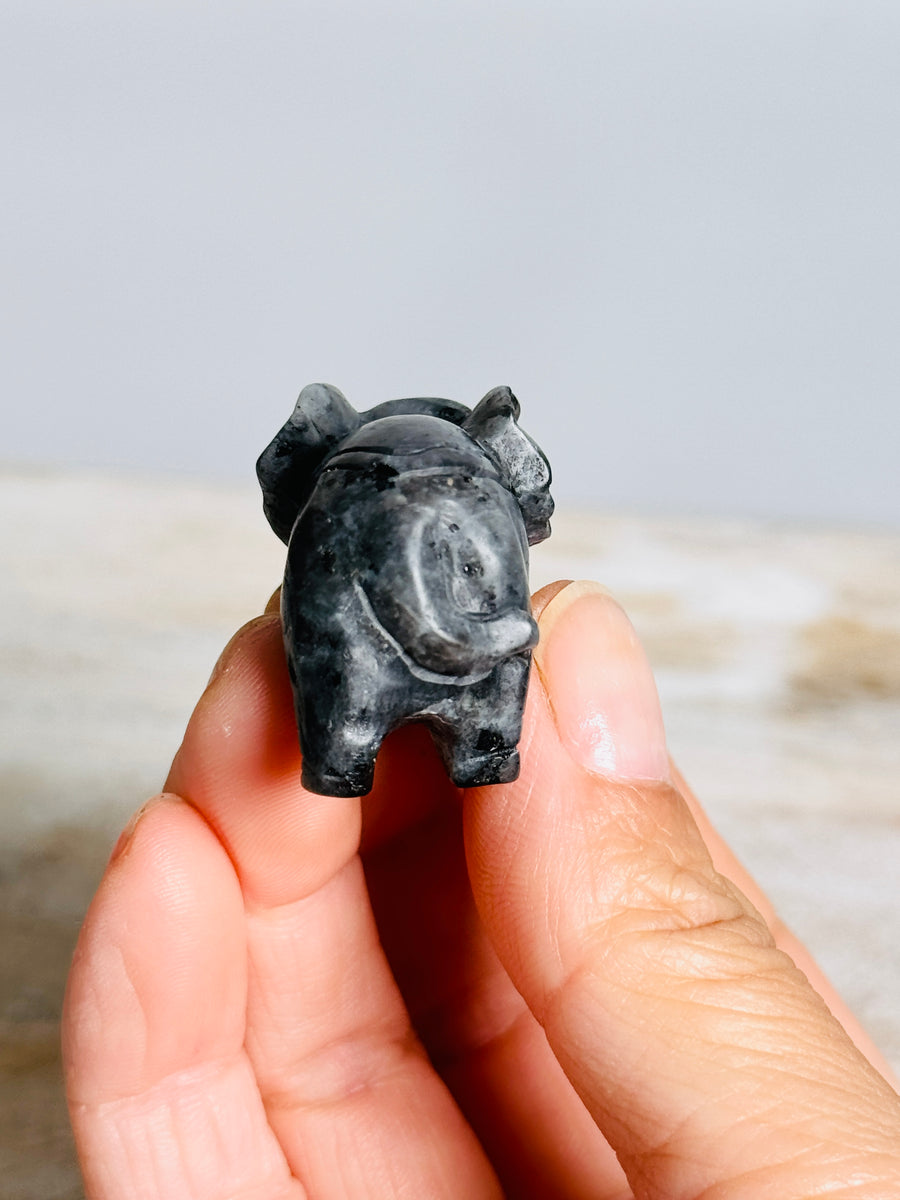 Larvikite Elephant Carving