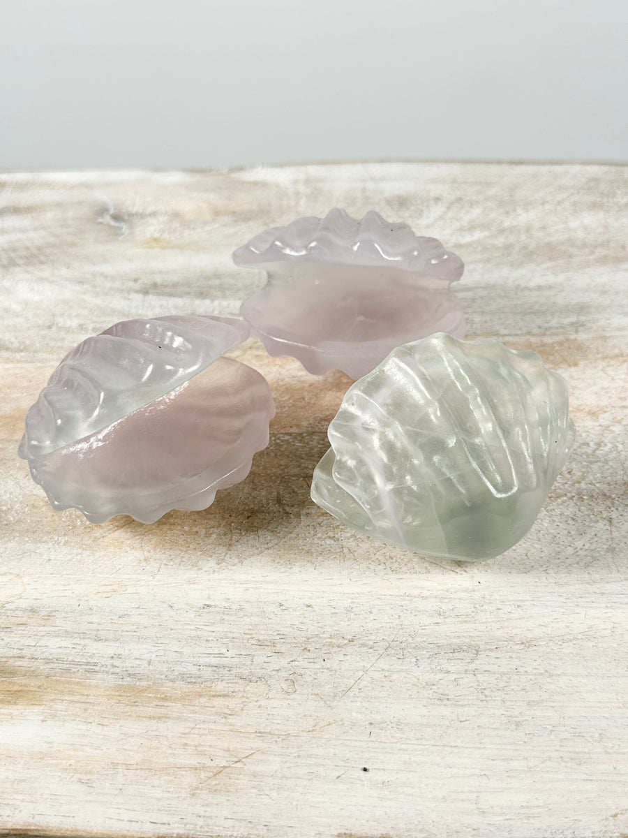 Lavender Fluorite Sea Shell Carving