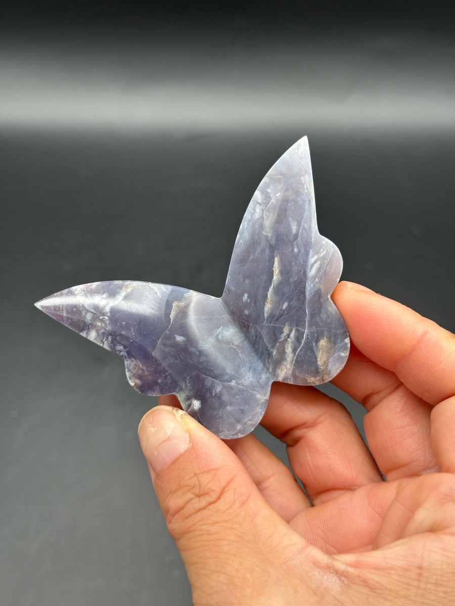 Purple Chalcedony 3D Butterfly Carving