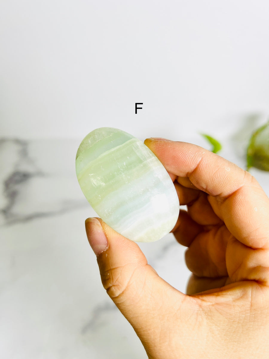 Pistachio Calcite Palm Stone