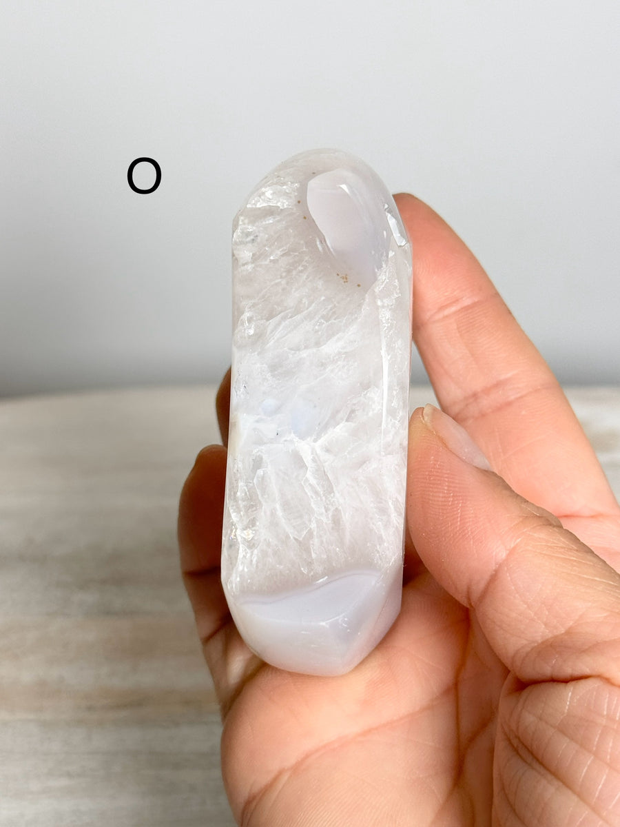 Quartz with Agate Moon on Stand Carving