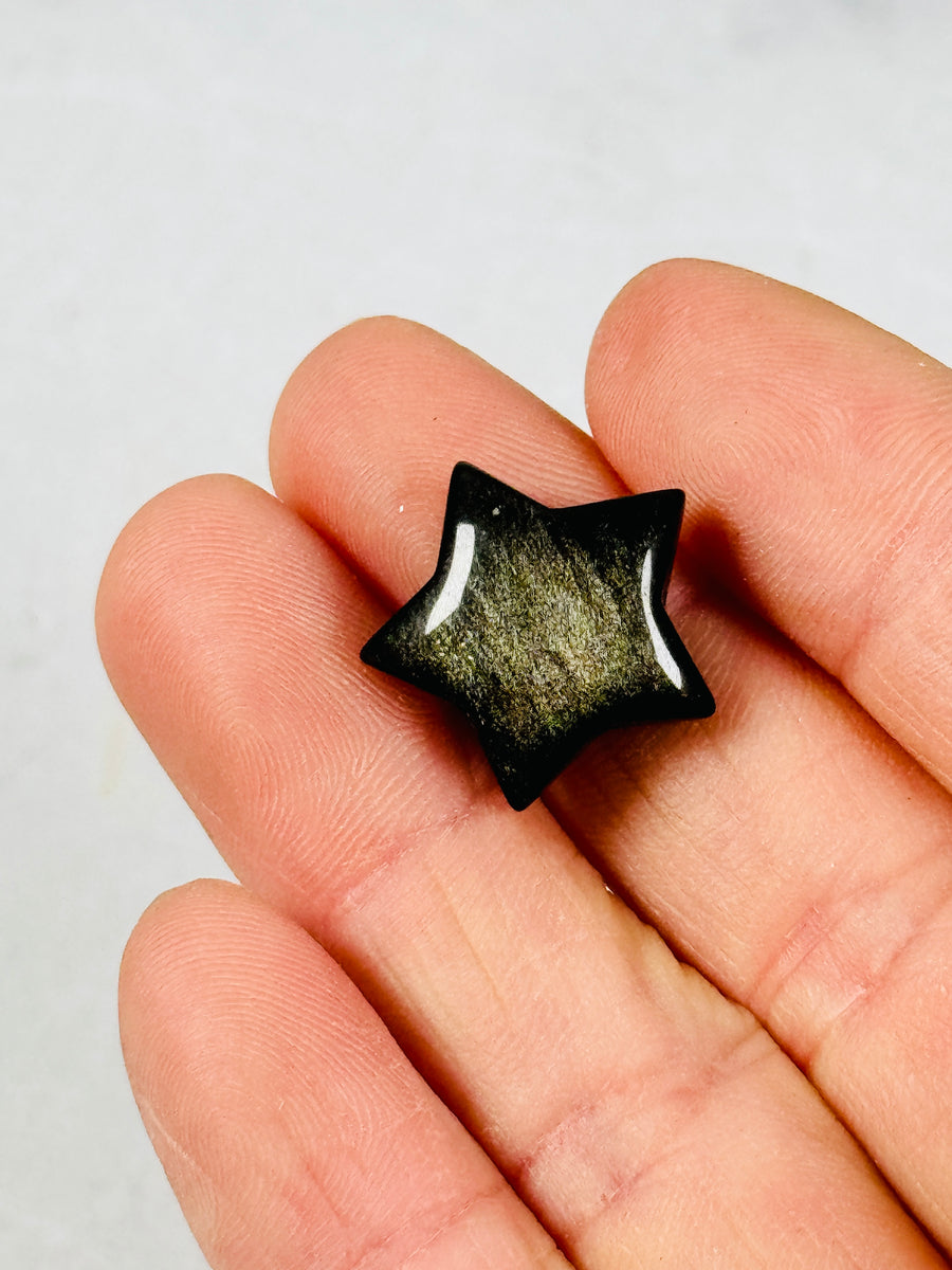 Gold Obsidian Mini Heart or Star Carving