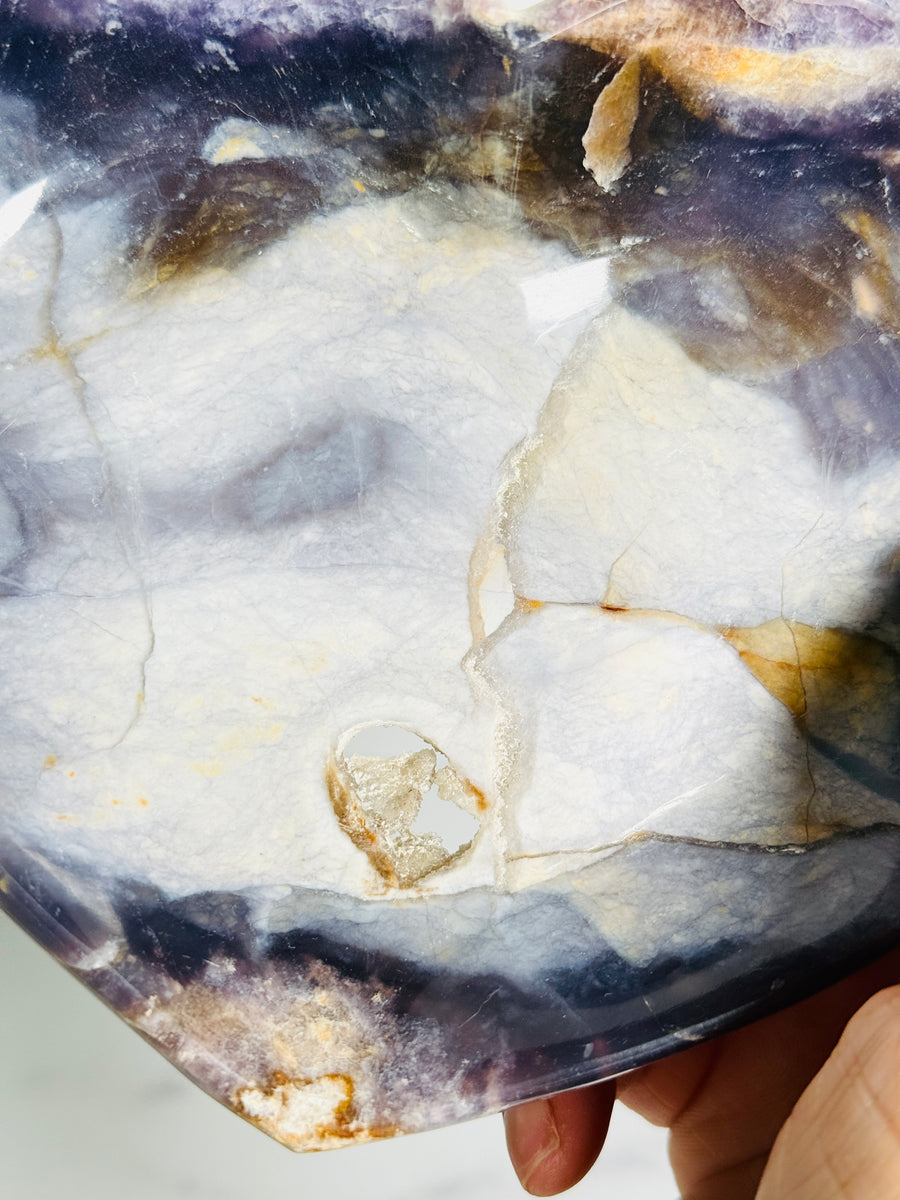 Purple Agate Heart Bowl Carving