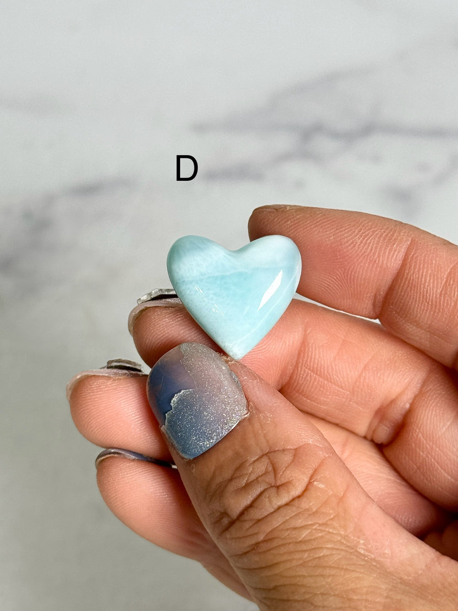 Larimar Heart & Moon Carving