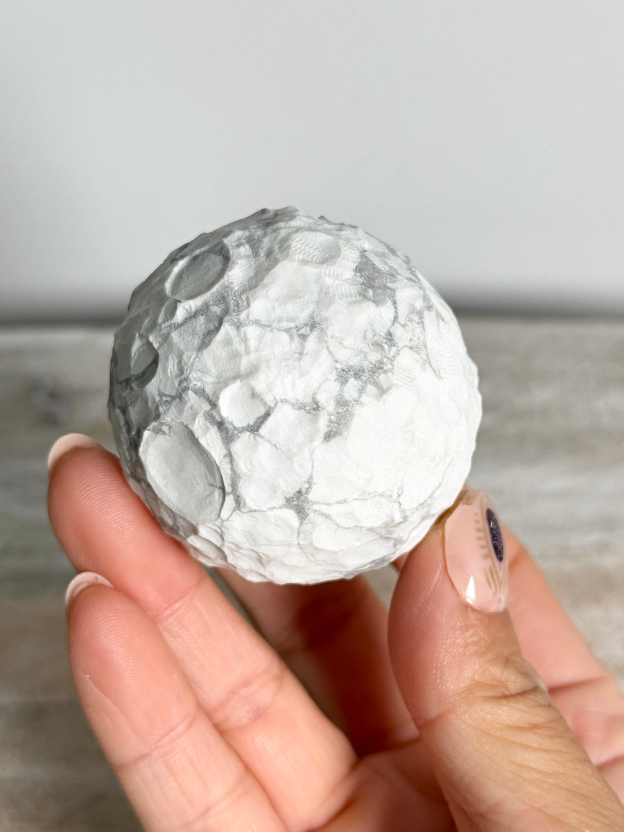 Howlite Moon Carving