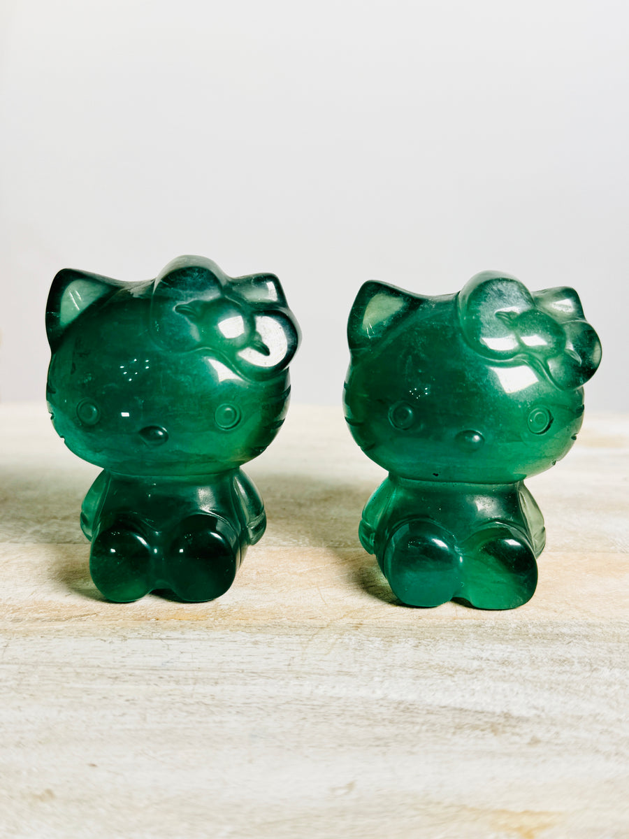 Green Fluorite Hello Kitty Carving