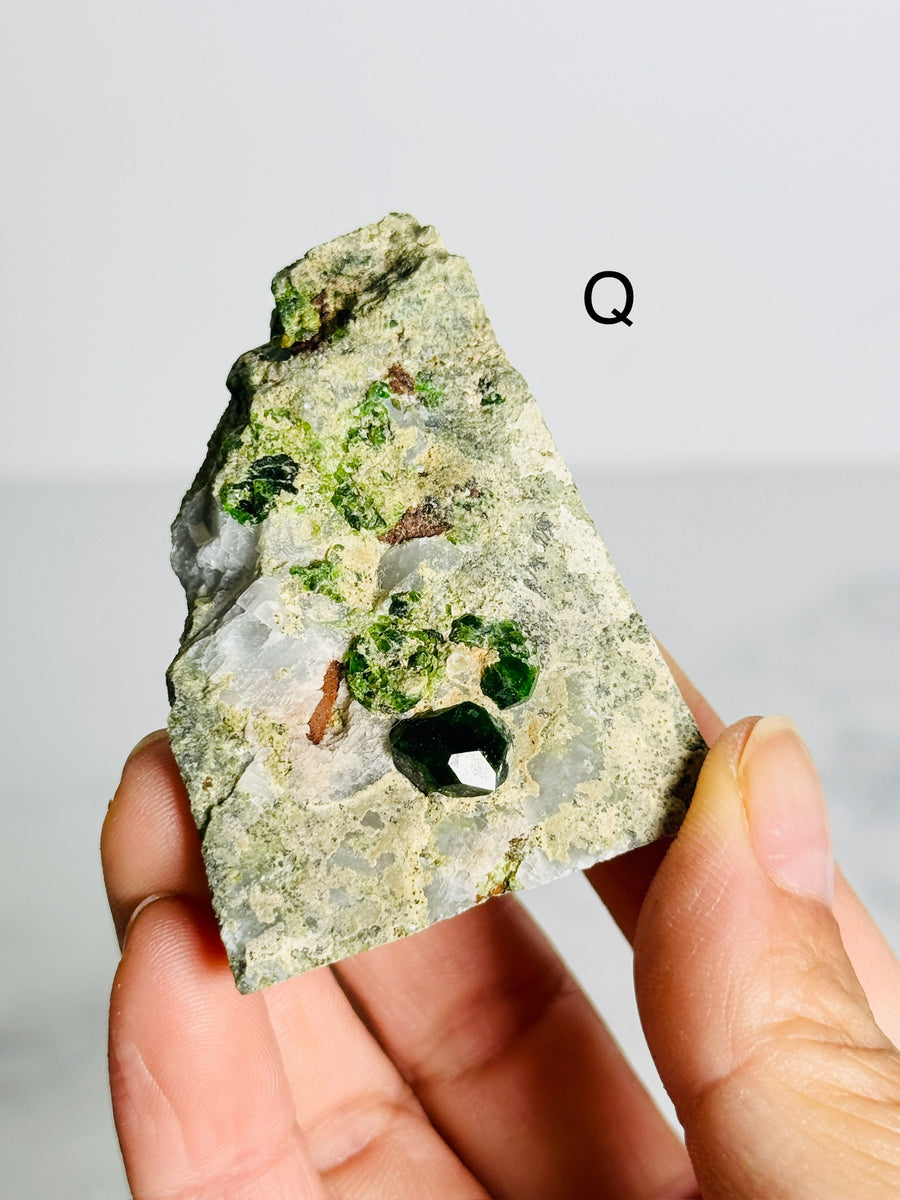 Green Demantoid Garnet on Matrix from Iran