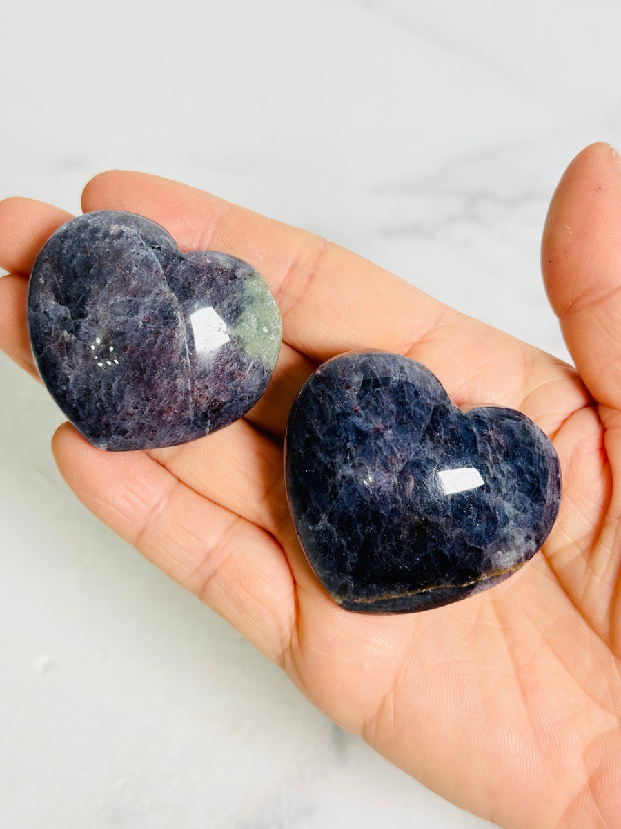 Iolite Heart Carving