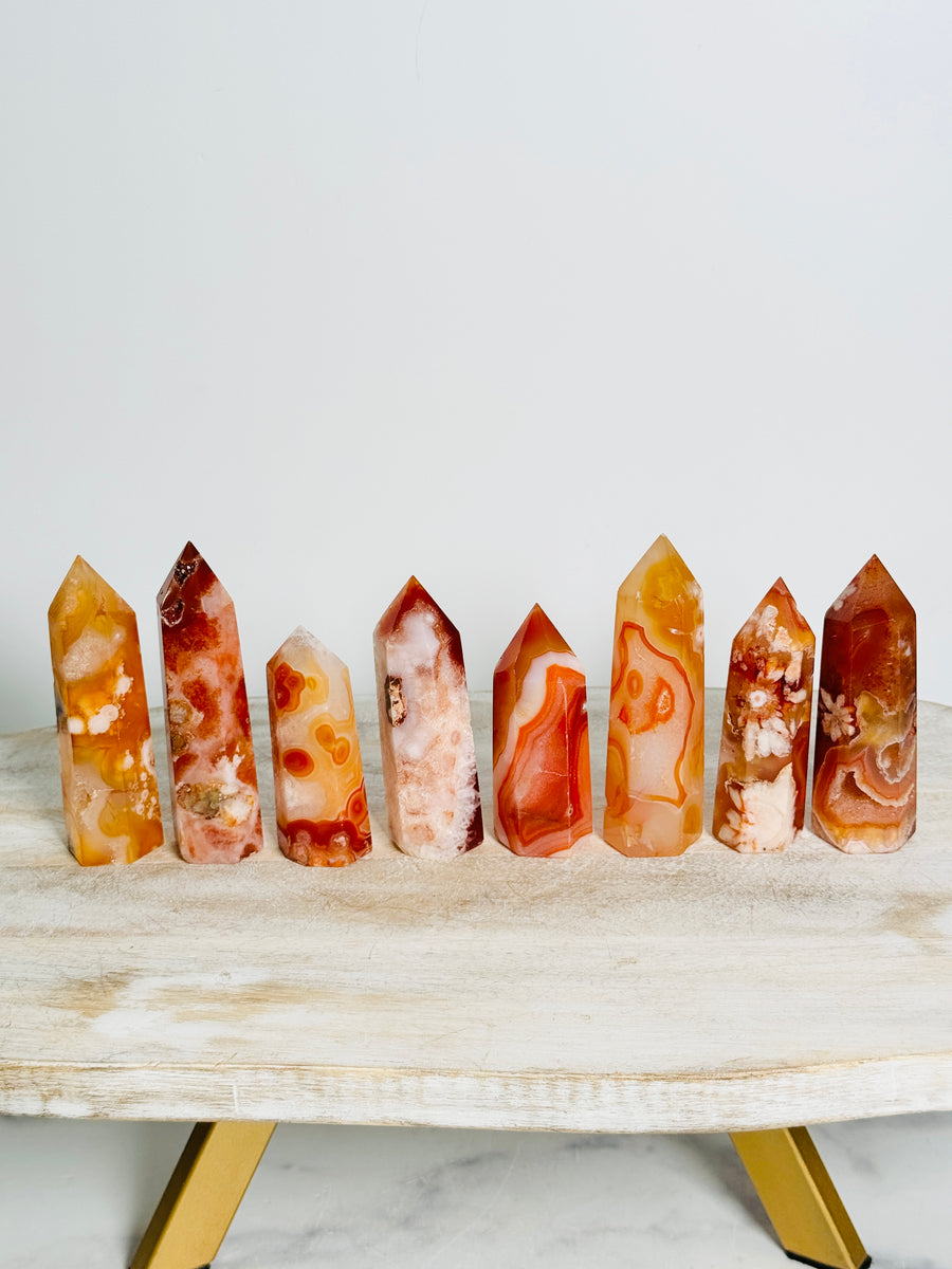 Carnelian Flower Agate Tower