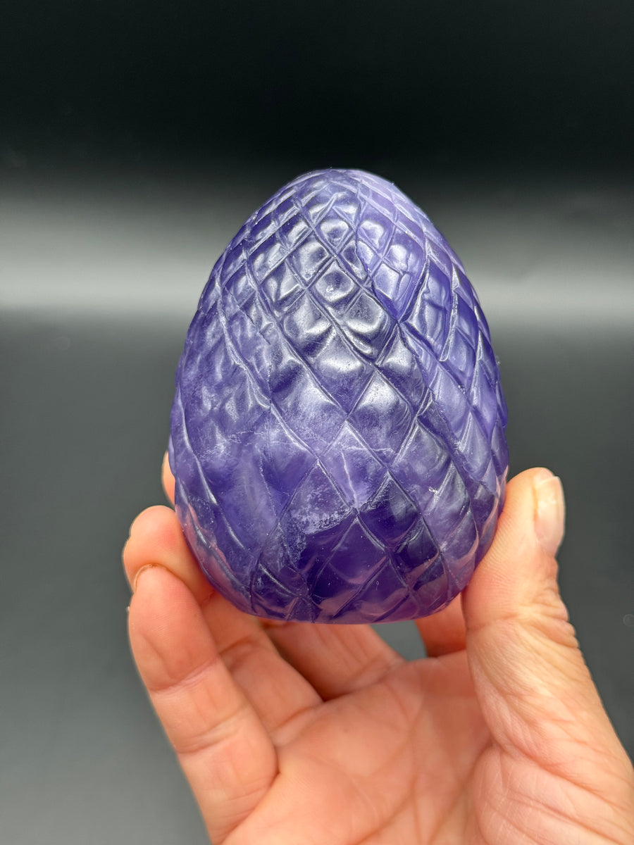 IMPERFECT - Purple Fluorite Dragon Egg Carving