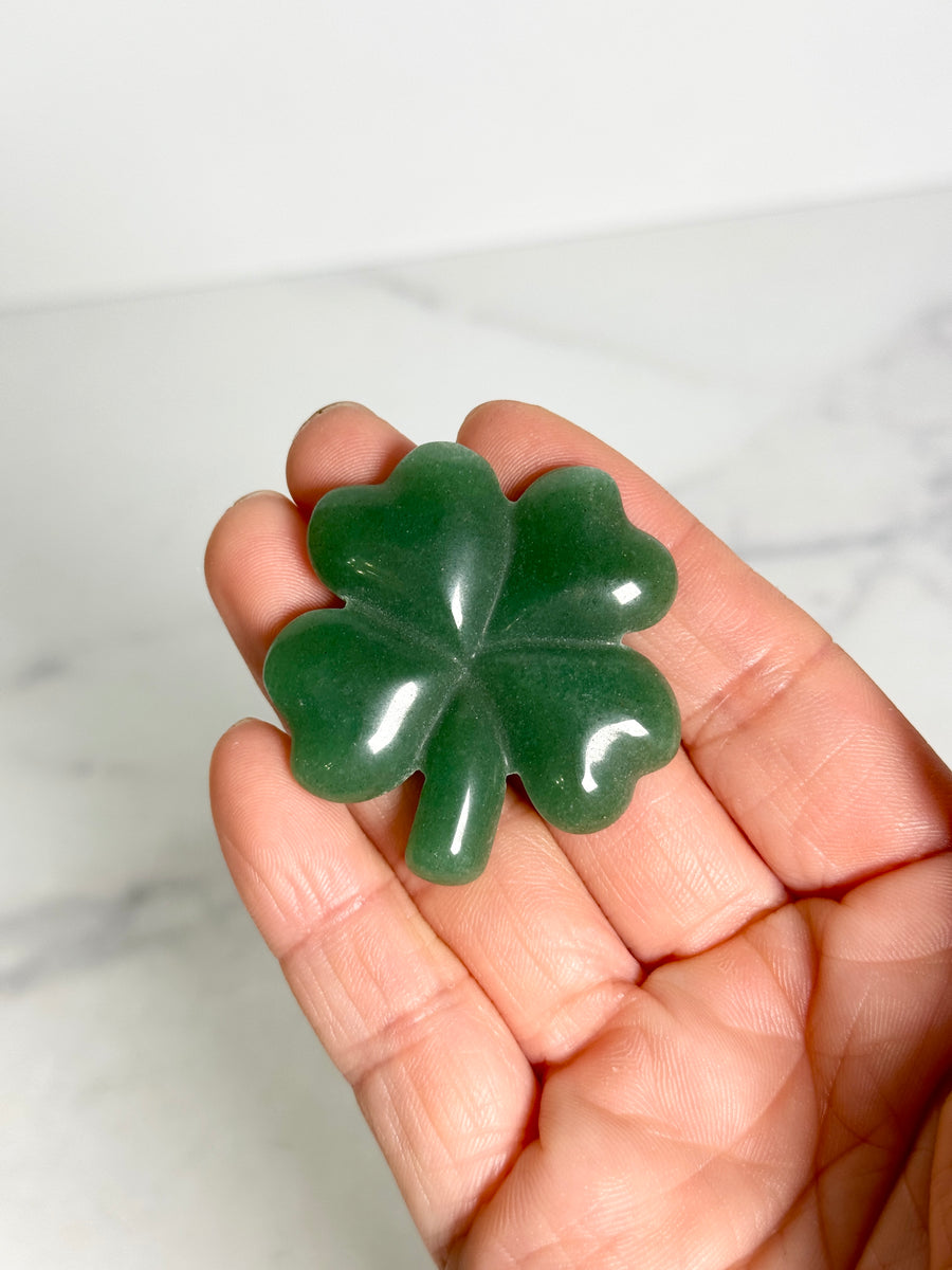 Green Aventurine Lucky Clover Carving