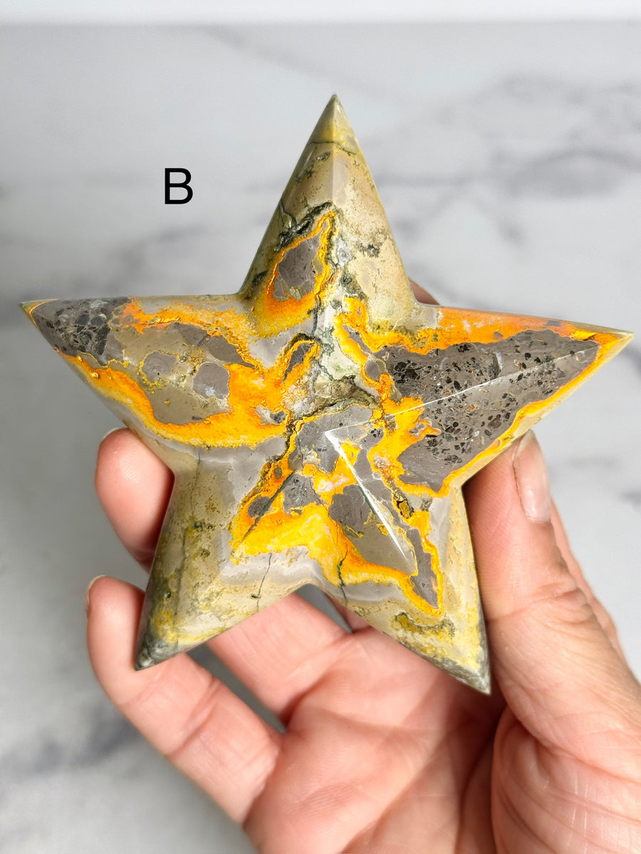 Bumblebee Jasper 3D Star Carving