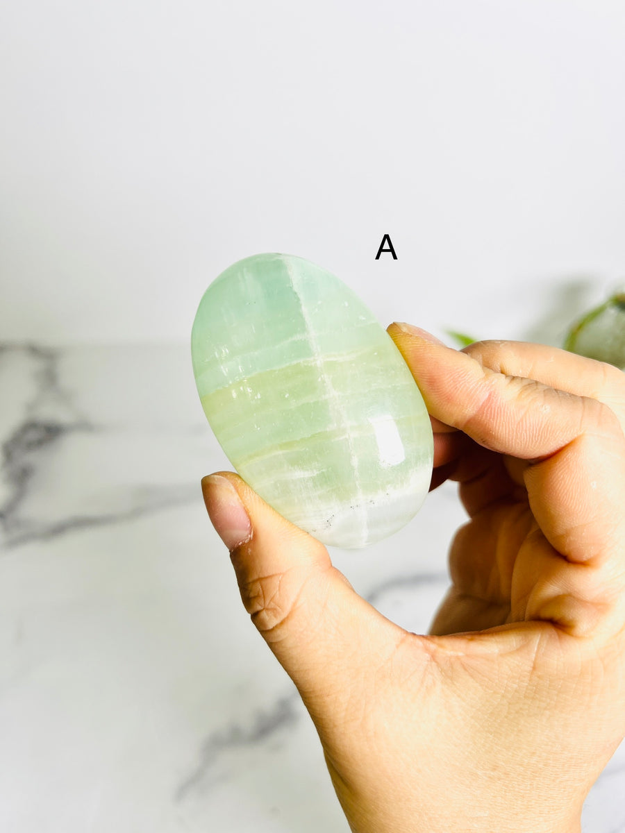 Pistachio Calcite Palm Stone