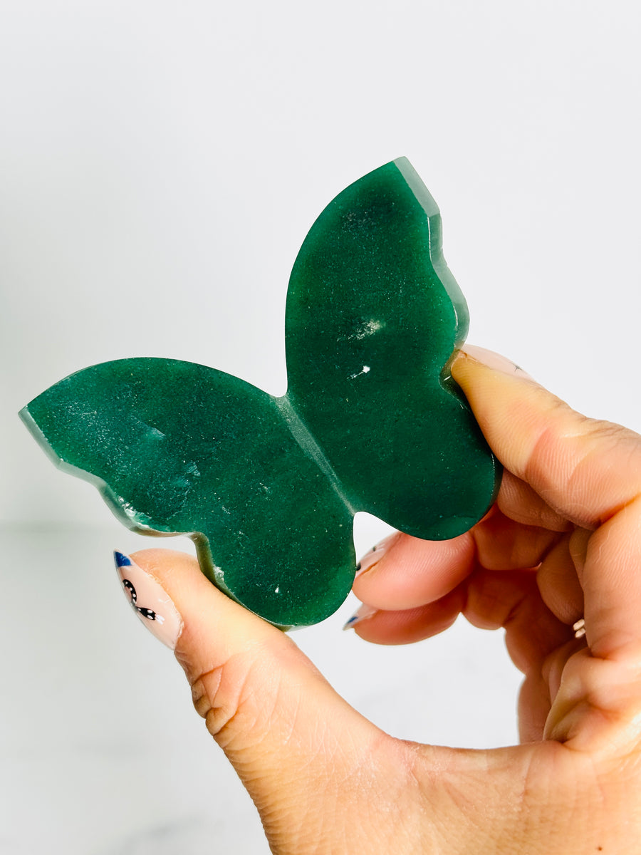 IMPERFECT Green Jade 3D Butterfly Carving