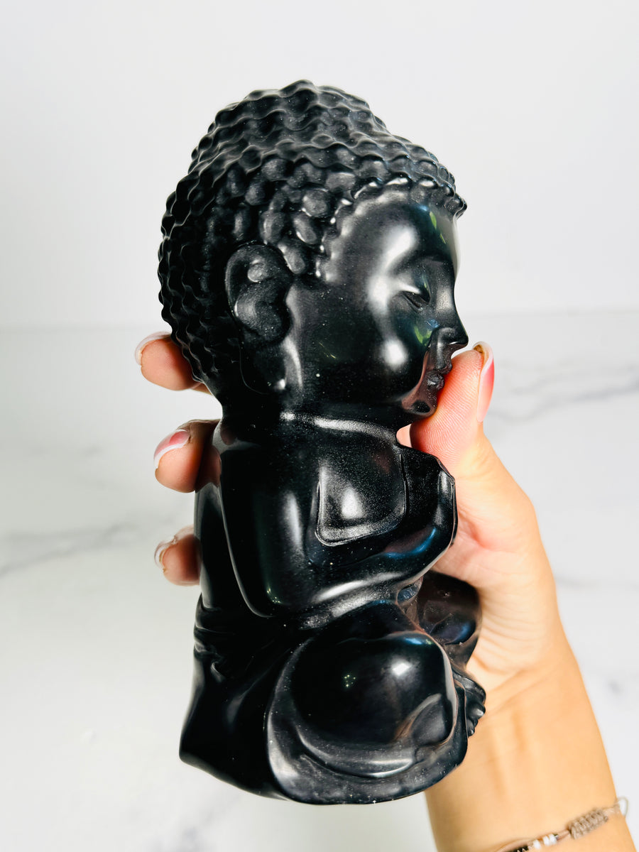 Black Obsidian Buddha Carving